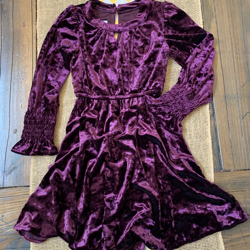 Purple crushed velvet children’s dress